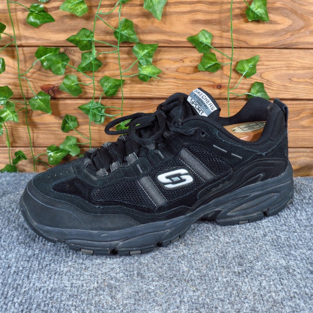 Skechers Vigor 2.0 Trait Men Sneaker 9.5 Training Walking Black Leather Mesh
